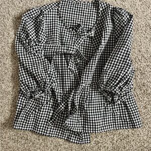 Black and White Gingham Women's Top